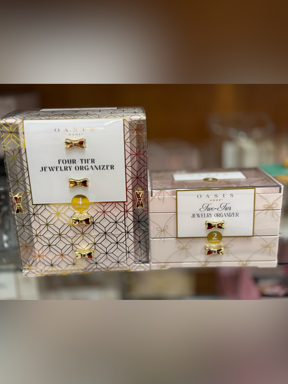 Oasis Gold Bow Jewelry Organizers set of 2